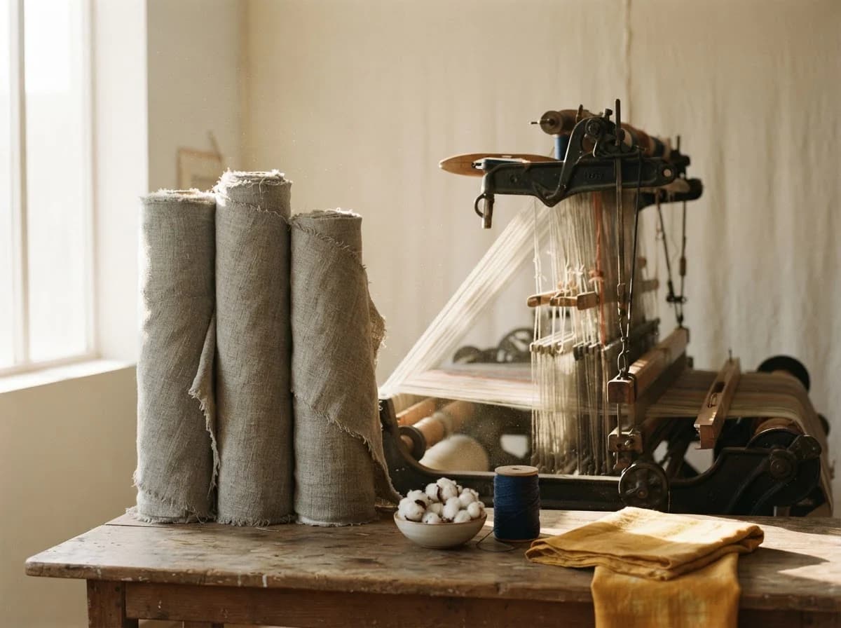Editorial textile still life representing Powerloom & grey fabric in Bhiwandi