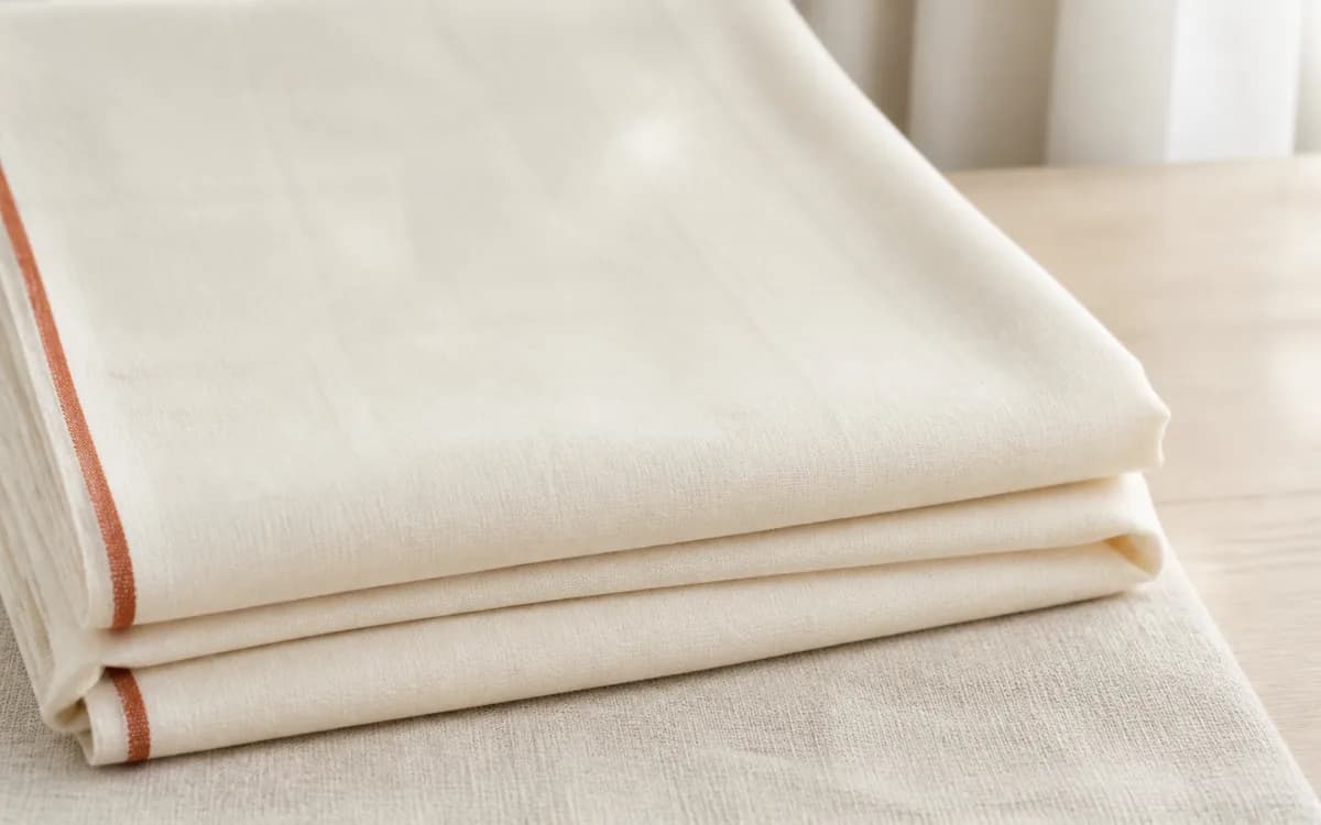 Editorial still life of a cotton towel, representing home textiles sourcing in Jaipur, Rajasthan