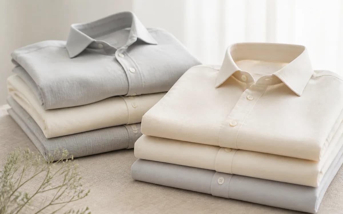 Editorial still life of formal shirts, representing men's shirts & shirting sourcing in Ahmedabad, Gujarat