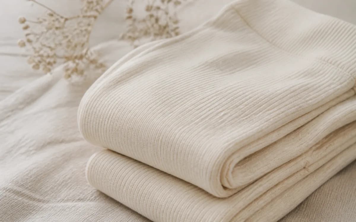 Editorial still life of folded garments, representing readymade garments sourcing across India